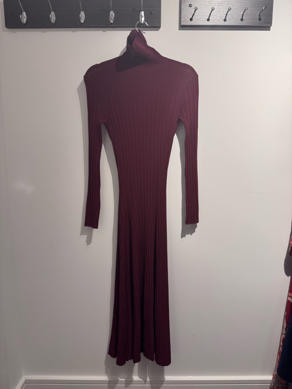 Proenza Schouler Burgundy Ribbed Long-Sleeve Maxi Dress - Picture 5 of 5